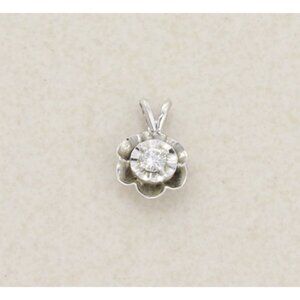 Pendant Only 14K White Gold .10 carat Diamond Flower Pendant